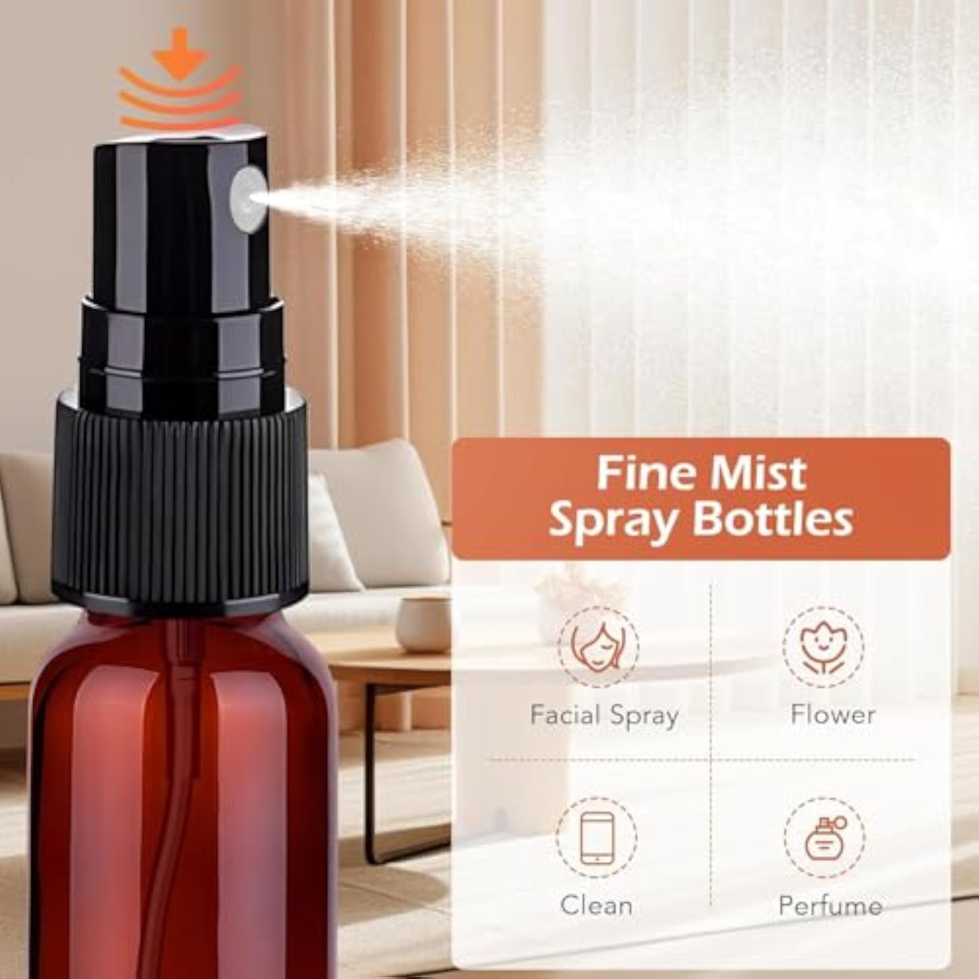 5pcs 50ml Empty Plastic Amber Refillable Spray Bottles